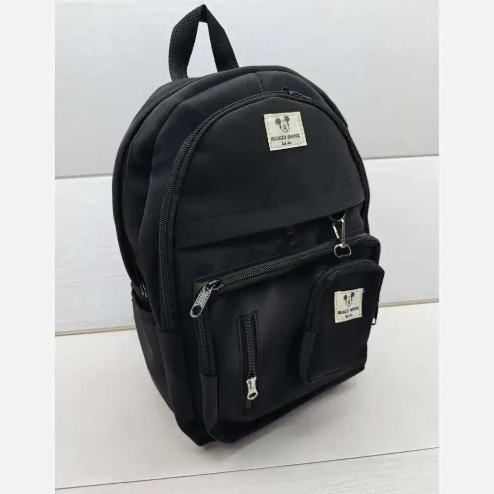 کوله زرین دیبا ضد آب کیفیت عالی مشکی کرم تمام مشکی 40*28 سانت 3 زیپ جای قمقمه