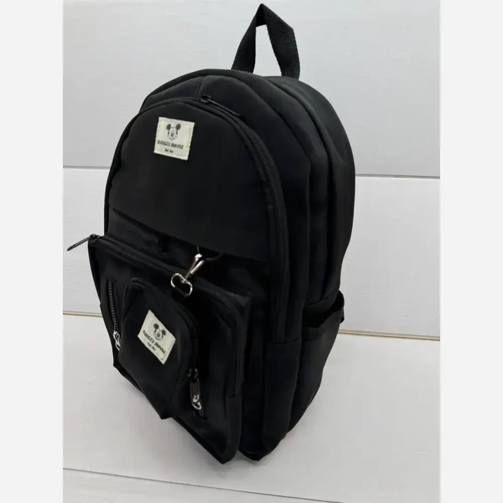 کوله زرین دیبا ضد آب کیفیت عالی مشکی کرم تمام مشکی 40*28 سانت 3 زیپ جای قمقمه