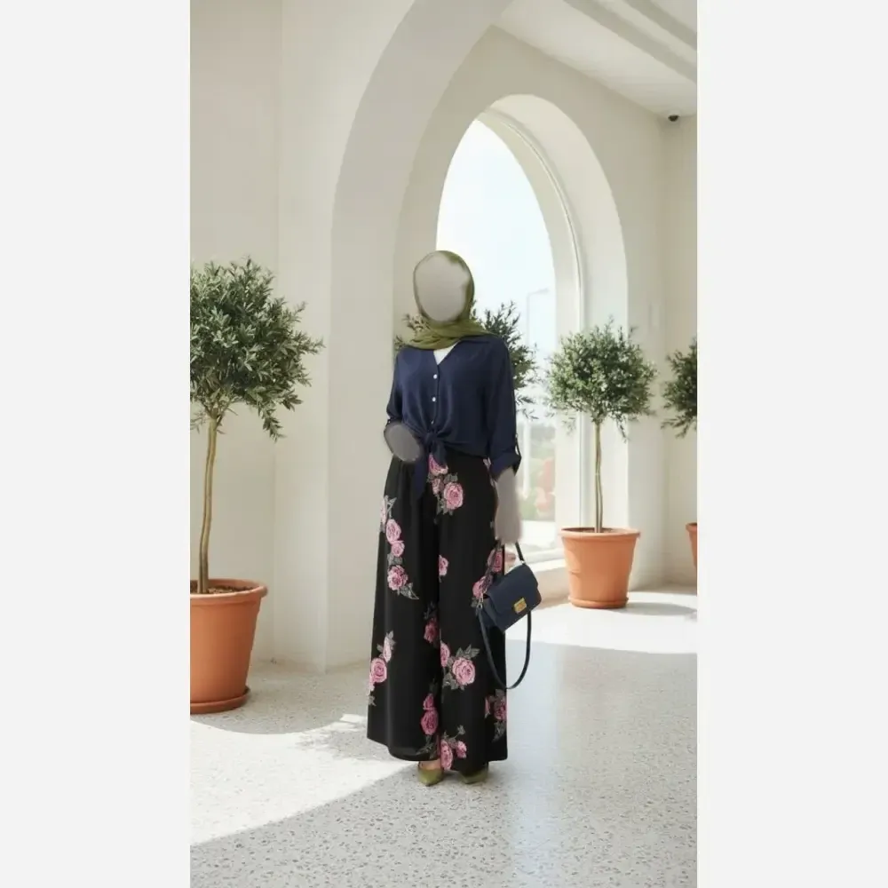ست شومیز شلوار زنانه جنس شانتون و اسلپ رنگ گلبو سایز یک