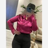 شومیز گلبهار ساتن سرخابی نارنجی سایز یک دو