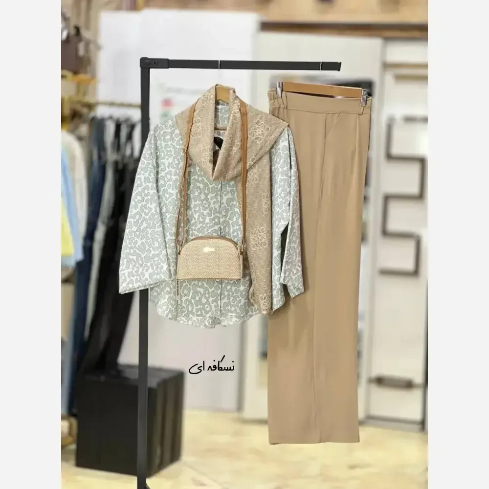 ست شومیز بوگاتی و شلوار مازراتی سرمه سایز یک و دو