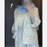 کت و شلوار زنانه گندم جنس مازراتی و گیپور رنگ مشکی سایز 1 و 2