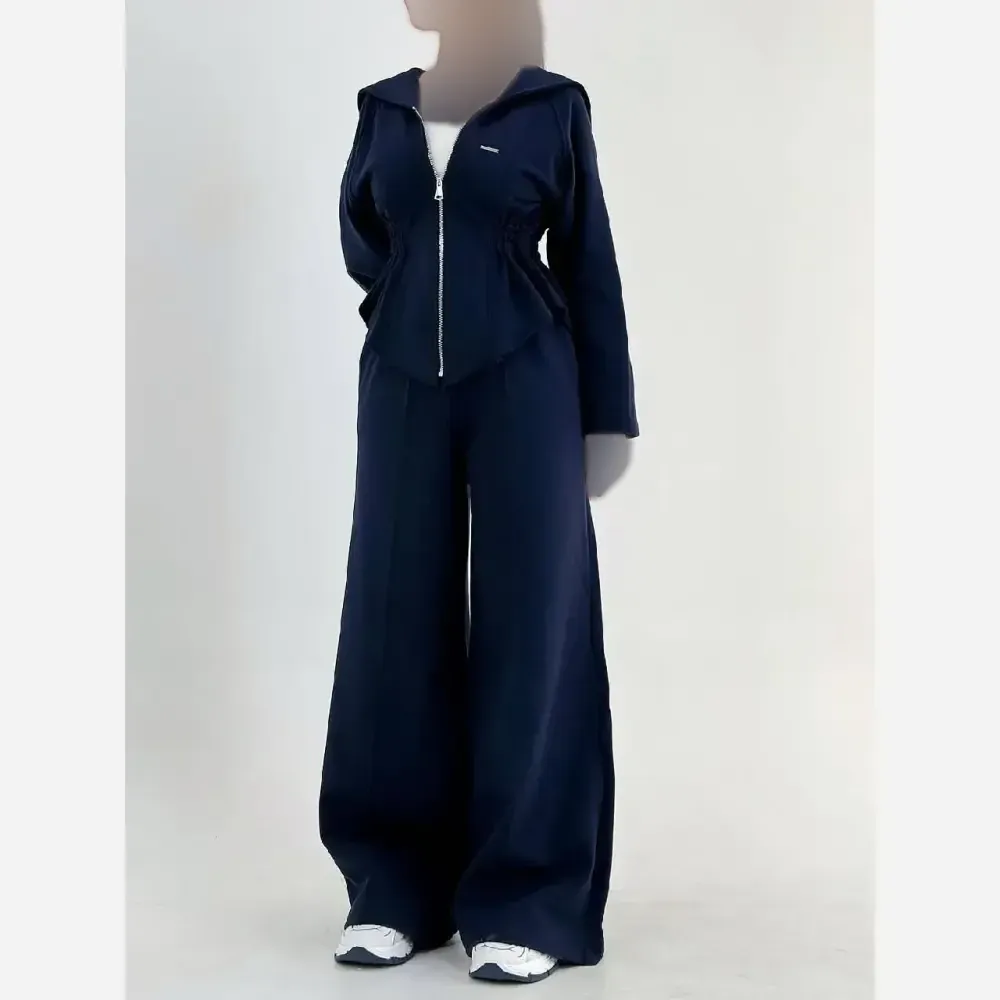 سویشرت شلوار زنانه جنس دورس رنگ مشکی سایز فری تا 48