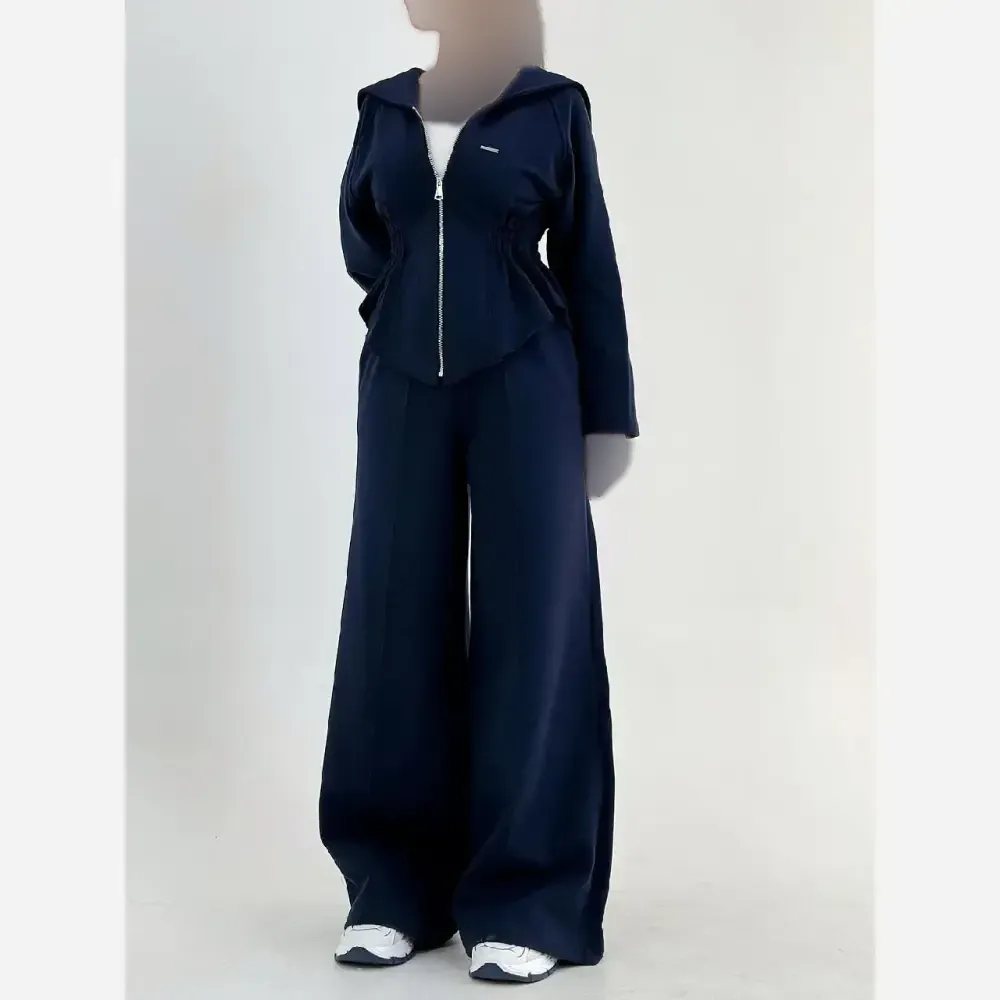 سویشرت شلوار زنانه جنس دورس رنگ مشکی سایز فری تا 48