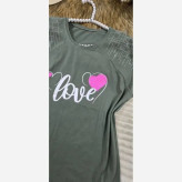 تیشرت باکسی نگینی طرح LOVE جنس نخ پنبه فری سایز