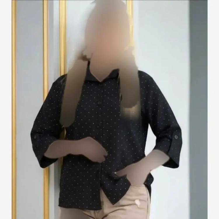 شومیز فول نگین بابوس اعلا مشکی سایز 38 تا 48 قد 78