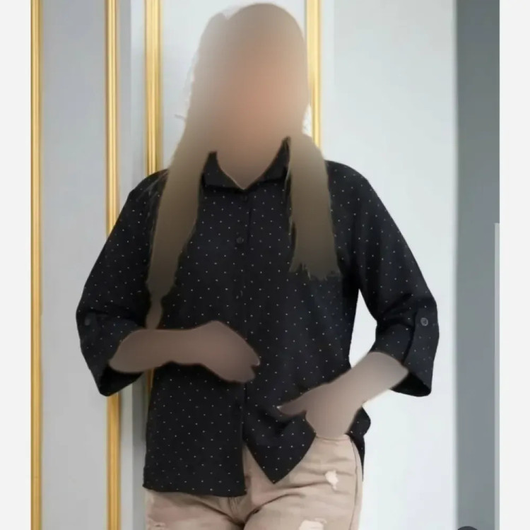 شومیز فول نگین بابوس اعلا مشکی سایز 38 تا 48 قد 78