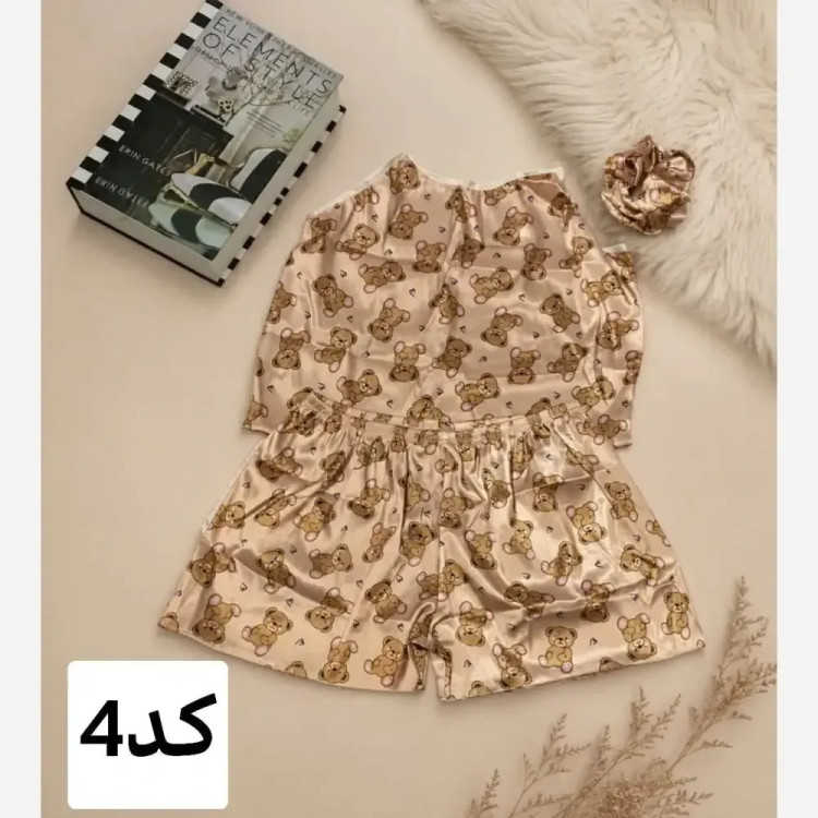 لباس خواب سه تیکه ساتن اعلا زنانه سایز 38 تا 44