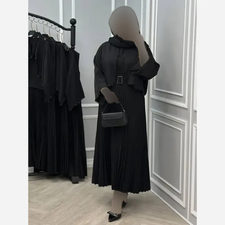 سه تیکه فاریا سارافن بوگاتی و کت کرپ مازراتی رنگ مشکی فری سایز 38 تا 46