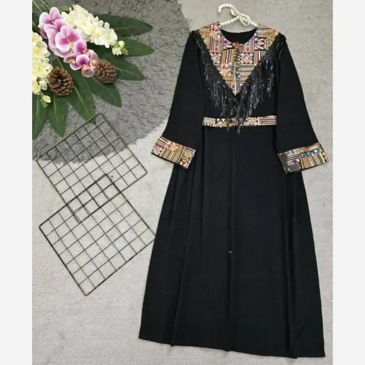 پیراهن مجلسی زنانه مهرسانا جنس ابروبادی درجه یک رنگ مشکی سایز فری 36 تا 46