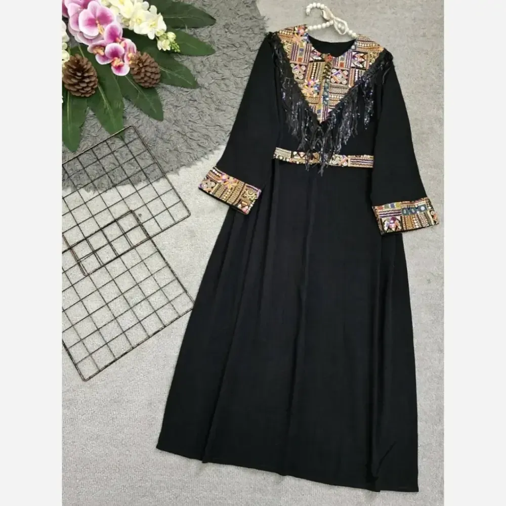 پیراهن مجلسی زنانه مهرسانا جنس ابروبادی درجه یک رنگ مشکی سایز فری 36 تا 46