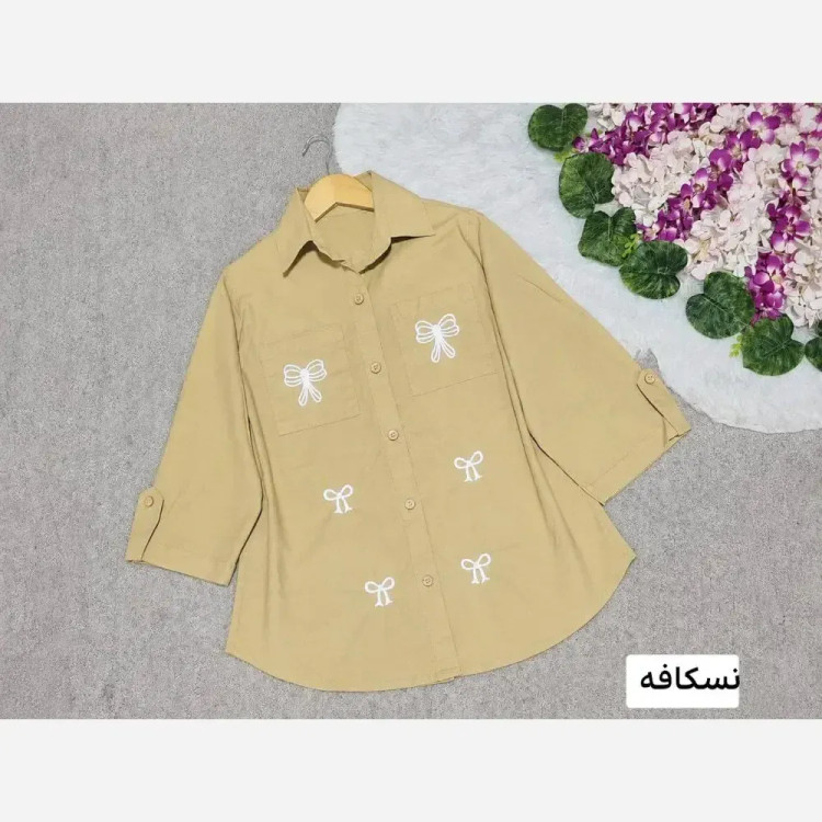 شومیز زنانه الیاف طبیعی فری سایز 38 تا 48 جلو دکمه