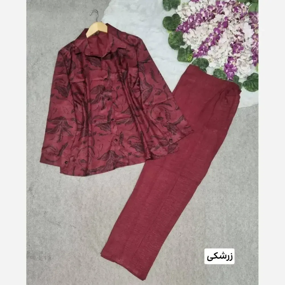 ست شانتون زنانه ژینوس رنگ زرشکی سایز فری 36 تا 46
