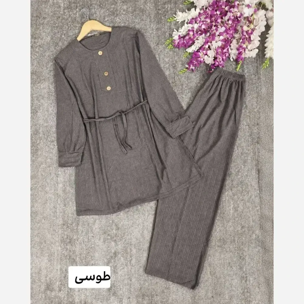 ست پنی ابروبادی کریشه درجه یک سایز بزرگ کمربنددار رنگی