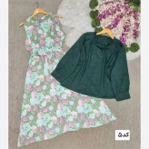 ست دو تیکه شومیز شانتون و سارافن حریر مدل سنجاقک فری سایز
