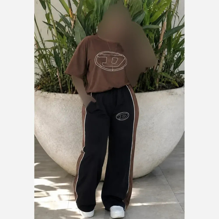 ست دو تیکه تیشرت و شلوار بگ گلکسی نخ پنبه فری سایز تا 48