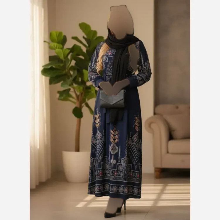 پیراهن سنتی یقه چین دار جنس بوگاتی فری سایز