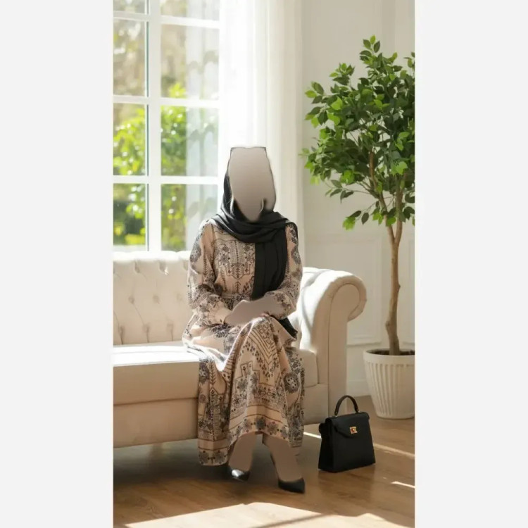 پیراهن سنتی یقه چین دار جنس بوگاتی فری سایز