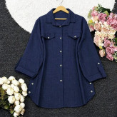 شومیز مانتویی بغل دکمه جنس شانتون صوفیا درجه یک سایز فری سایز رنگ مشکی سدری نسکافه ای سورمه ای