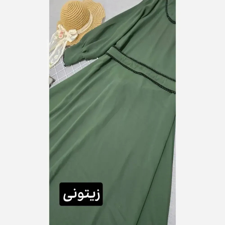 پیراهن بلند الیزه خرجکاری مروارید دامن کلوش کمربنددار فری سایز