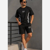 ست تیشرت شلوارک بیسکوییتی طرح جذاب UNDER ARMOUR نواردوزی شده