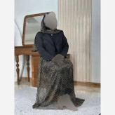 سه تیکه ترلان جنس مازراتی و تور رنگ پلنگی سایز فری 38 تا 46