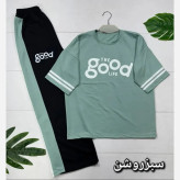 ست تیشرت و شلوار پنبه گلکسی زنانه مدل good سایز فری 38 تا 46