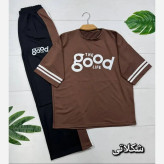 ست تیشرت و شلوار پنبه گلکسی زنانه مدل good سایز فری 38 تا 46