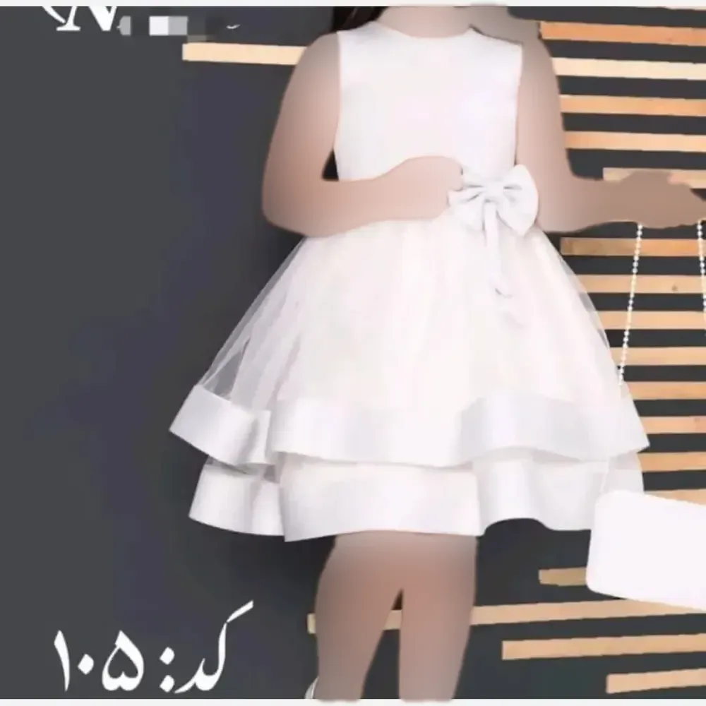 لباس تور پاپیونی با کیف دخترانه جنس ساندویجی پف دار و تور خارجی سایز 1 تا 7