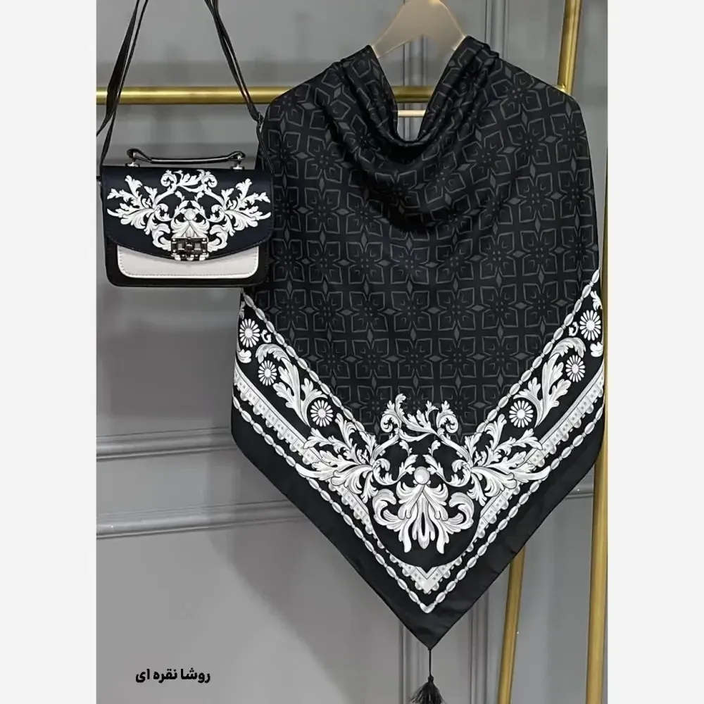 ست کیف و روسری زنانه مخمل و چرم صنعتی نخی منگوله دار