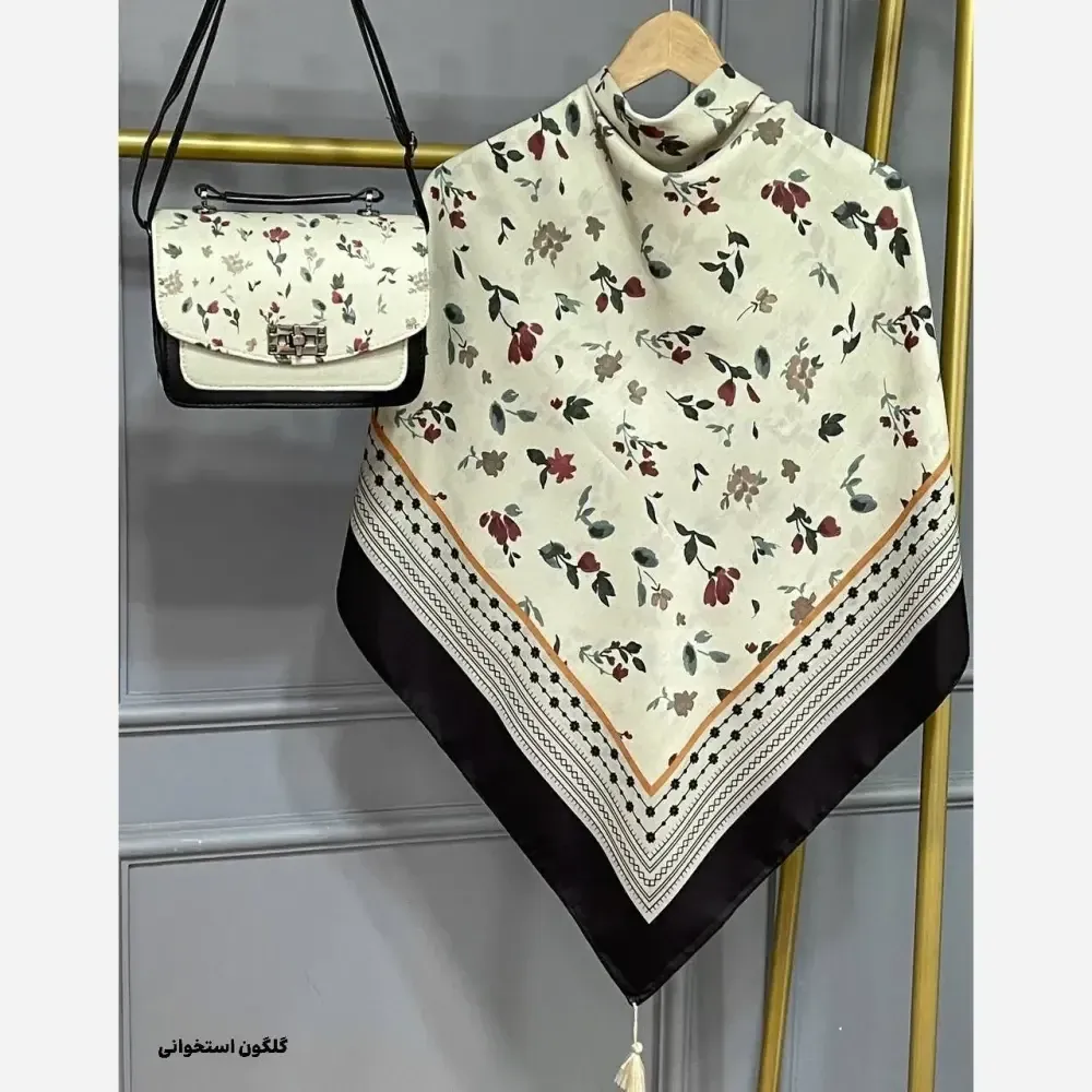 ست کیف و روسری زنانه مخمل و چرم صنعتی نخی منگوله دار