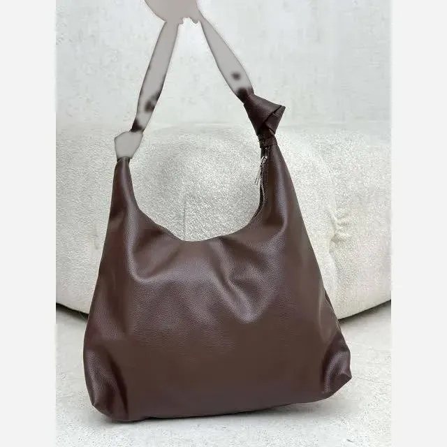 کیف چرم بند گره ای زنانه مشکی موکا ابعاد 30*40 سانت جادار با کیفیت
