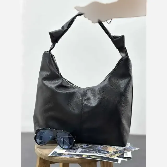کیف چرم بند گره ای زنانه مشکی موکا ابعاد 30*40 سانت جادار با کیفیت