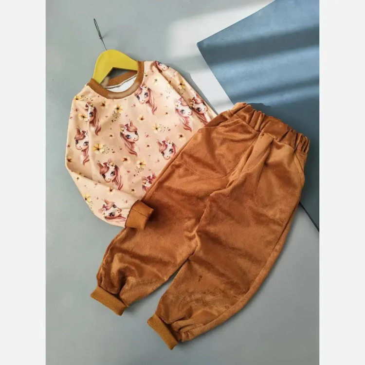 بلوز و شلوار مخمل بچه گانه پرز بلند گرم بالا نرم و لطیف