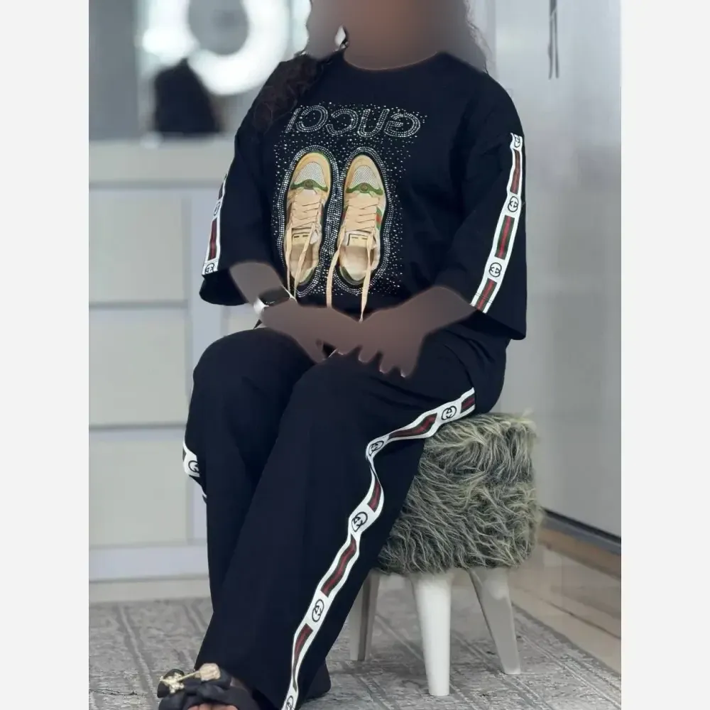 ست کتونی پنبه گلکسی مشکی سایز فری 38 تا 46