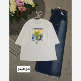 تیشرت تابستانه پنبه گلکسی فری سایز 38 تا 48 زنانه در رنگ های هاوایی و فلامینگو