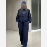 ست سویشرت و شلوار زنانه مدل مستانه جنس مازراتی رنگ مشکی سورمه ای شکلاتی سایز فری 36 تا 46