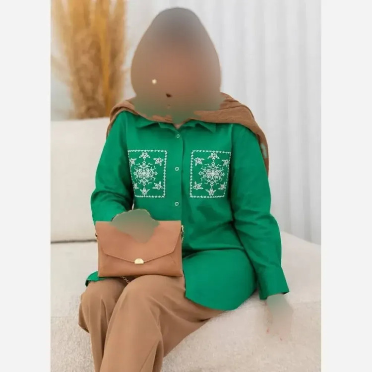 تونیک مانتویی لنین آنزیم شده درجه یک مدل کاکوتی سبز فری سایز