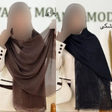 شال دور ریش پلیسه لمه دار رنگ نسکافه ای سایز آزاد