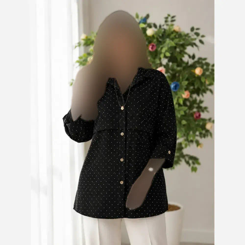 مانتو باکسی ینزی فول نگین خنک و تابستانه فری سایز تا 48