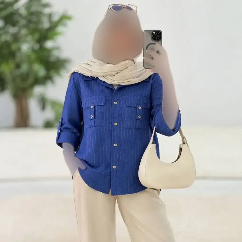 شومیز دیپلمات مانتویی شانتون جیب دار زنانه