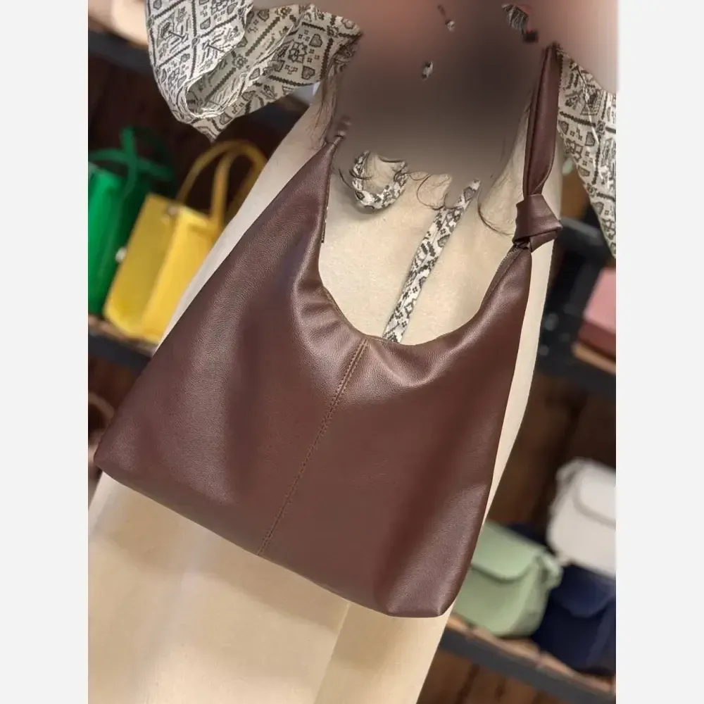 کیف چرم بند گره ای زنانه مشکی موکا بزرگ جادار با کیفیت عالی