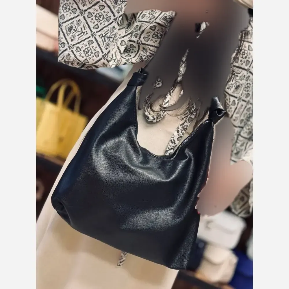 کیف چرم بند گره ای زنانه مشکی موکا بزرگ جادار با کیفیت عالی