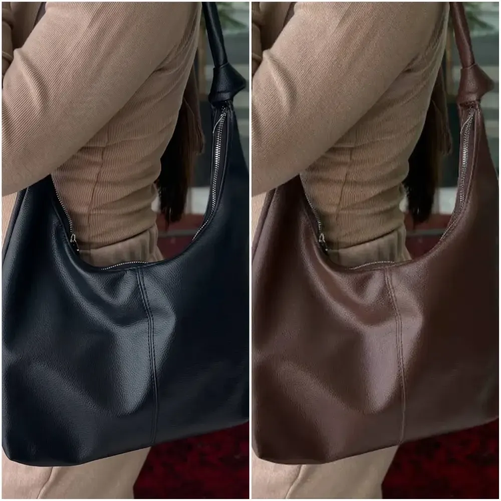 کیف چرم بند گره ای زنانه مشکی موکا بزرگ جادار با کیفیت عالی