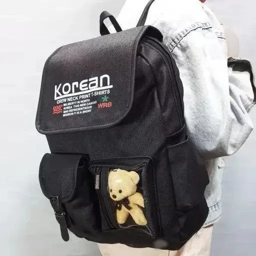 کوله پشتی چرم مشکی زنانه طرح عروسکی اندازه 40x35 سانت