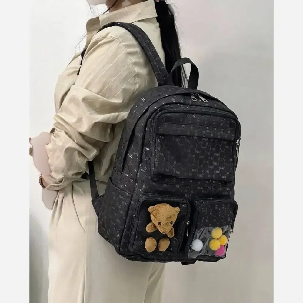 کوله پشتی روشا نانسی مشکی کرم نسکافه ای 35*40 سانت