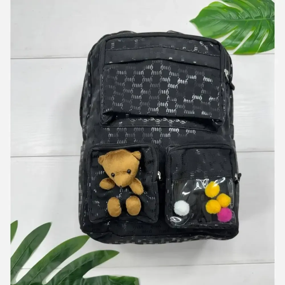 کوله پشتی روشا نانسی مشکی کرم نسکافه ای 35*40 سانت