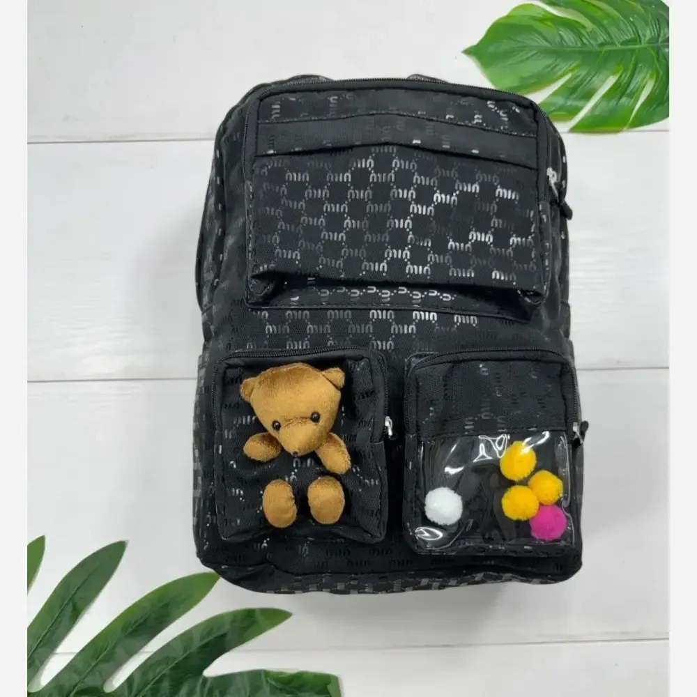 کوله پشتی روشا نانسی مشکی کرم نسکافه ای 35*40 سانت