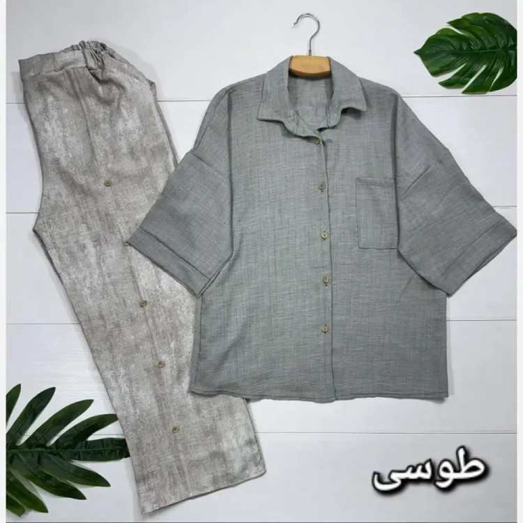 ست شومیز و شلوار زنانه جنس شانتون صوفیا فری سایز 38 تا 48