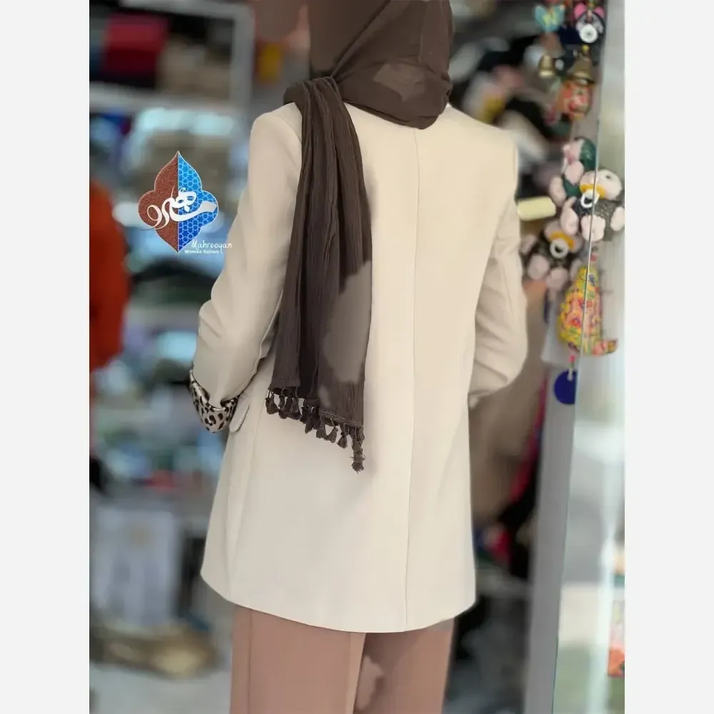 کت مازراتی آستر پلنگی رنگ استخوانی سایز یک
